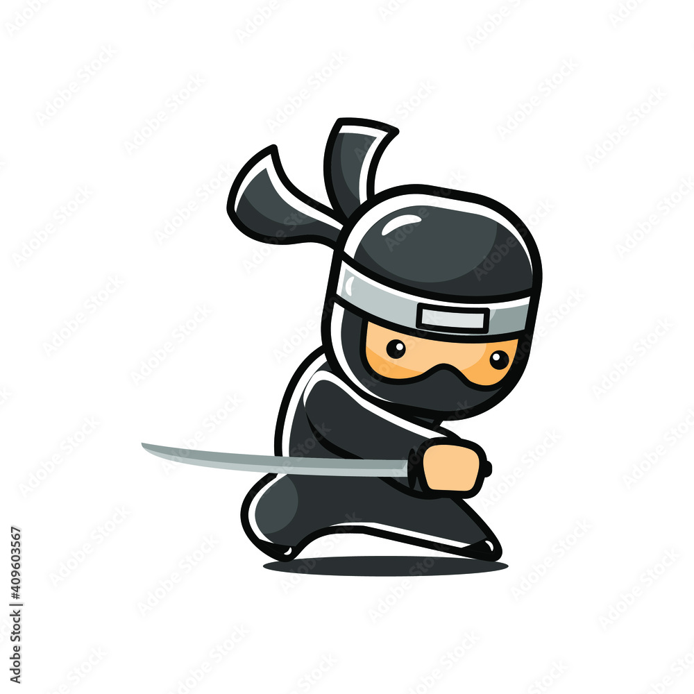 Obraz premium Little cartoon ninja mascot