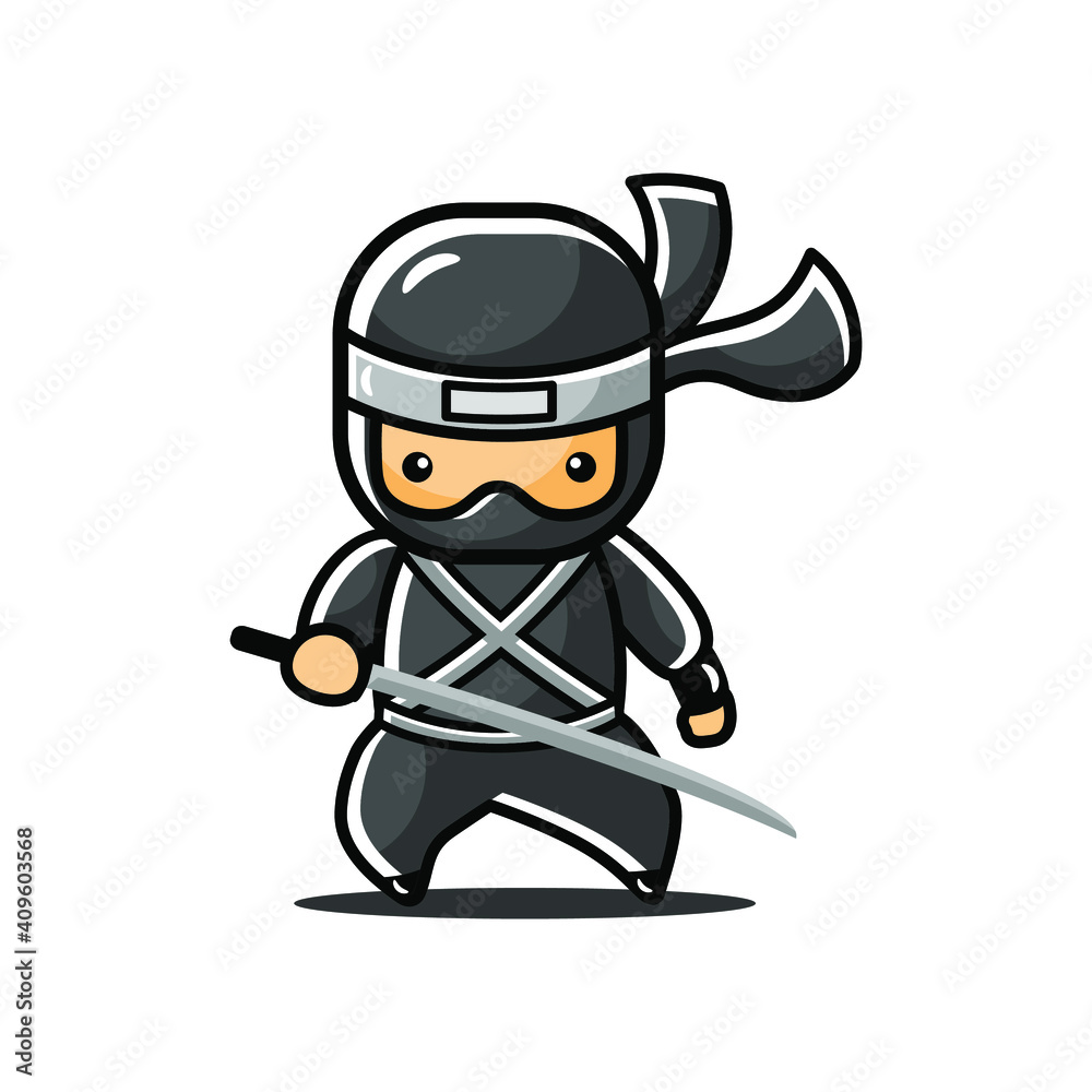 Little cartoon ninja mascot Little cartoon ninja mascot