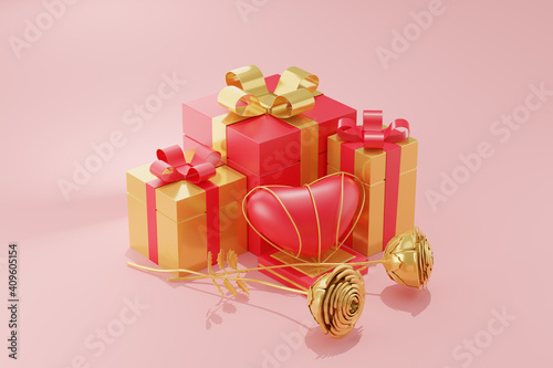 3D rendering illustration, gifts for any holidays in gray and yellow tones on a white background