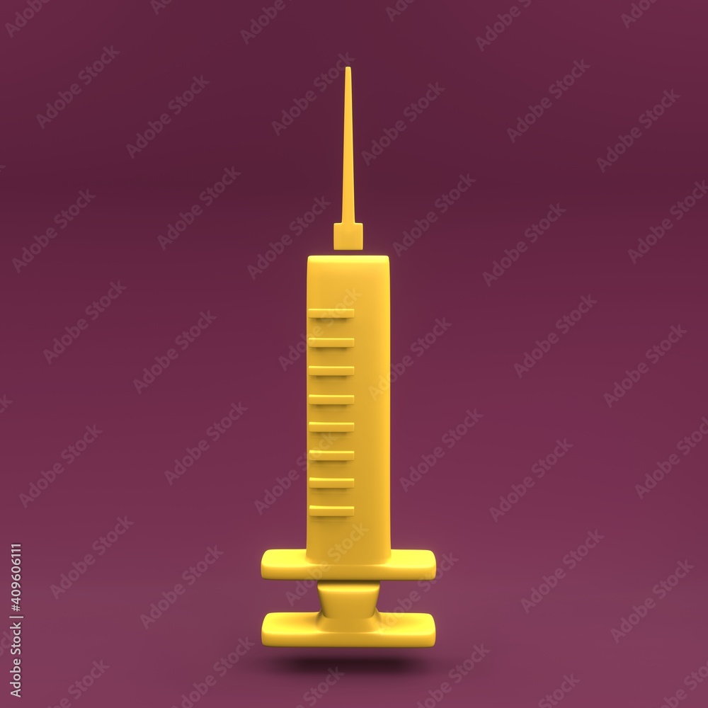 3d rendering syringe icon. Isolated 3d syringe icon. 3d vaccine icon