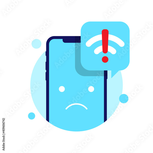 no internet connection found on smartphone concept illustration flat design vector eps10. simple and modern style graphic element for empty state app or website ui