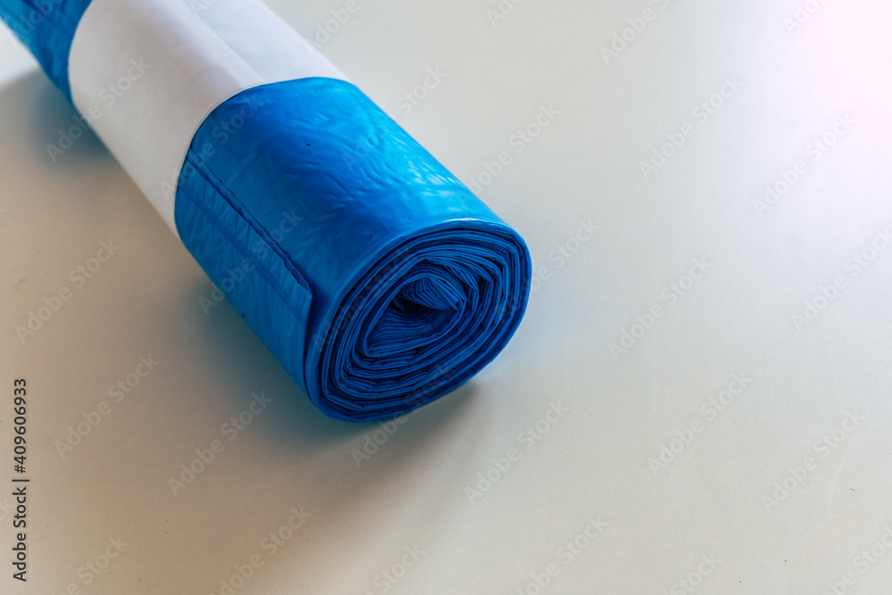 A roll of plastic garbage bags