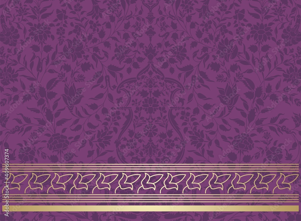 wedding card design, paisley floral pattern , India wedding card design, paisley floral pattern , India
