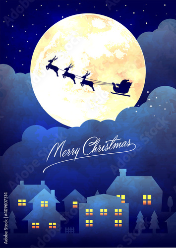 Merry christmas greeting card vector illustration ( vintage texture )