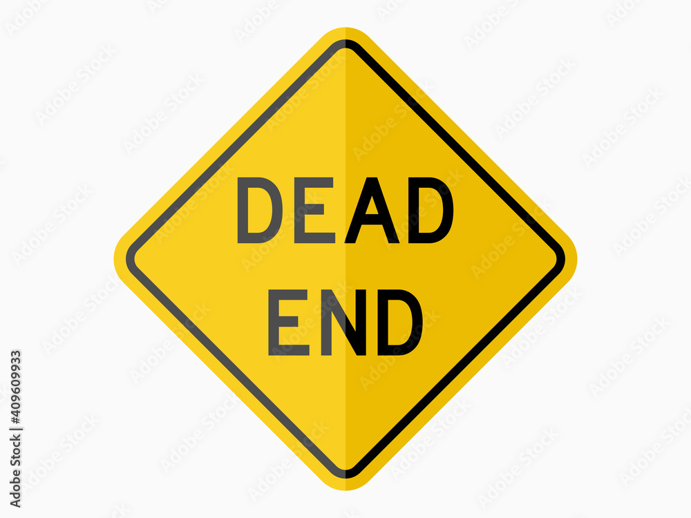 isolated dead end warning sign, symbol on yellow round square on white color background element for road board, label, banner etc. flat paperwork vector design. isolated dead end warning sign, symbol on yellow round square on white color background element for road board, label, banner etc. flat paperwork vector design.