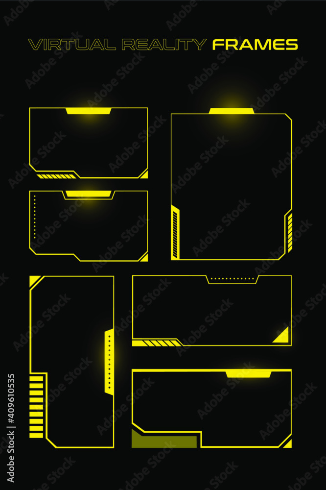 Futuristic golden Cyberpunk elements set. Futuristic user elements. Vector HUD yellow set