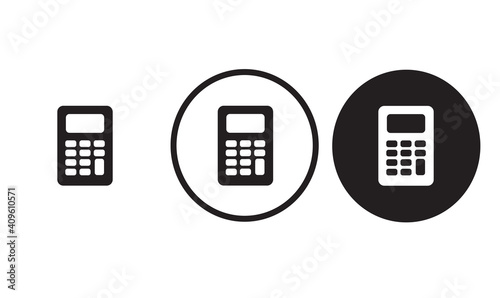 calculator icon black outline for web site design 
and mobile dark mode apps 
Vector illustration on a white background