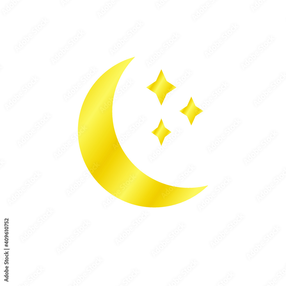 vector image of golden month with stars like metal Isolated on white background vector image of golden month with stars like metal Isolated on white background