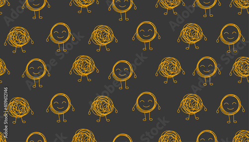 Therapy, psychology seamless pattern with doodle characters