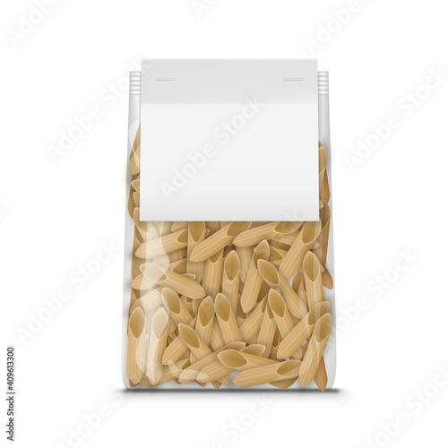 3D Plastic Pasta Bag With Clear Paper Label