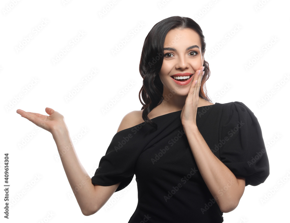 Portrait of surprised woman on white background Portrait of surprised woman on white background