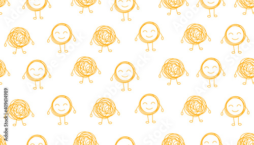Therapy, psychology seamless pattern with doodle characters