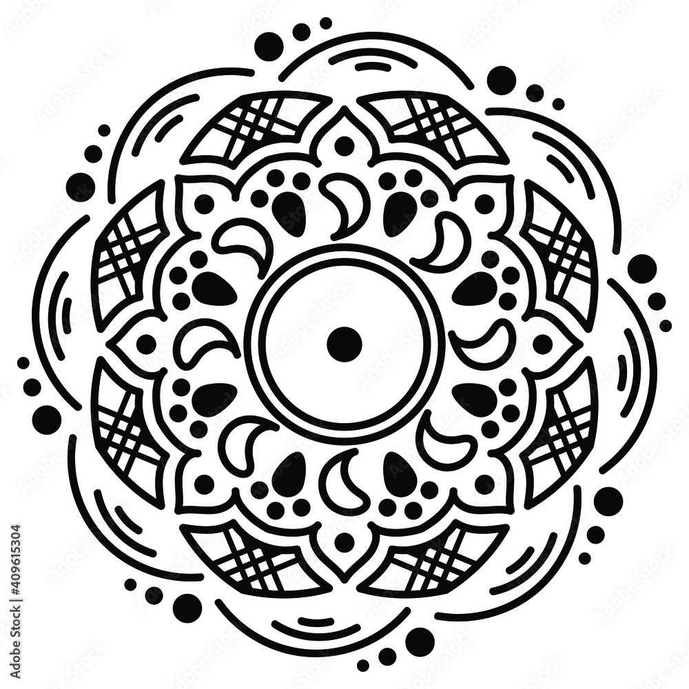 Black and white circle with patterns
Black and white circle with patterns