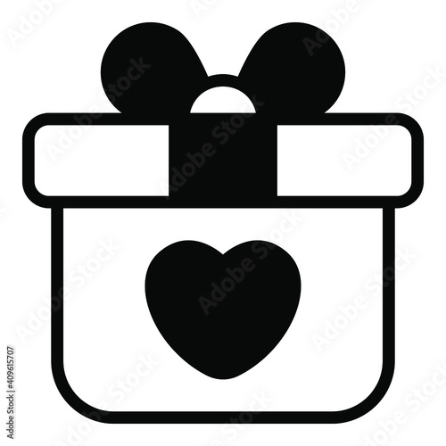 love gift, box black vector simple icon collection for valentine day.