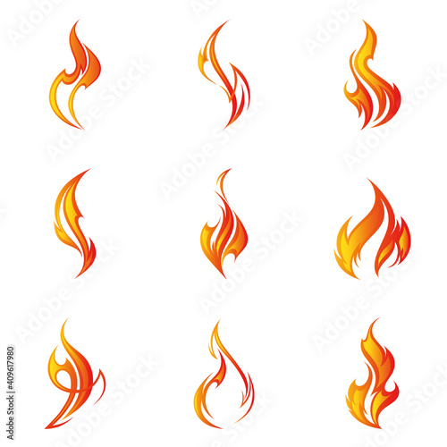 Fire flames. Set. Illustration element for design.