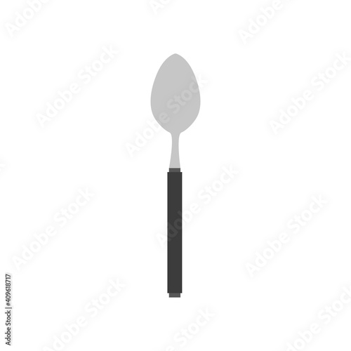 Spoon vector illustration denner utensil kitchen silverware icon food. Restaurant symbol cutlery equipment design object. Breakfast spoon kitchenware element sign silhouette photo