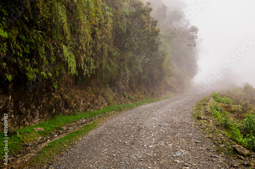 The Death Road - the most dangerous road in the world, North Yungas, Bolivia. photo