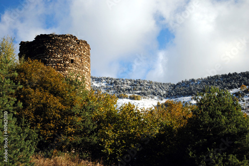 Tower in a snowed landscape.