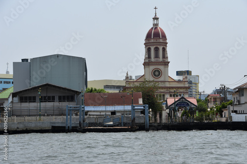 View of the Roman Catholic Santa Cruz Church in Bangkok from the Chao Phraya River
