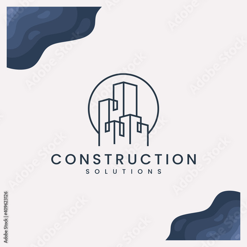 construction, line art , building ,logo design vector