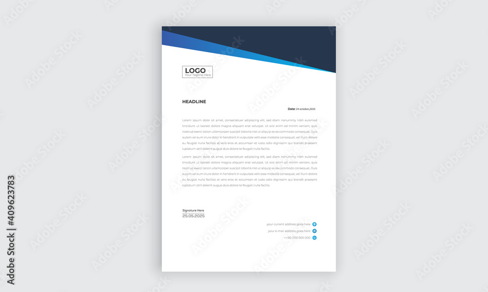 Business style blue letterhead template design Business style blue letterhead template design