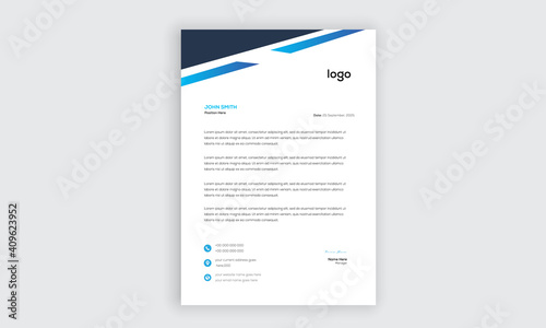  Business style blue letterhead template design