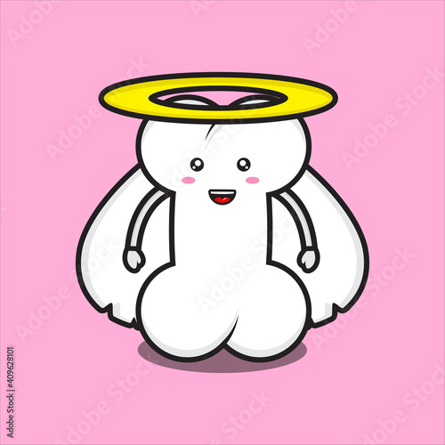 cute bone mascot as an angel, cute bone mascot character vector eps 10 on white background