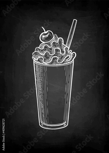 Chalk sketch of milkshake with whipped cream.
