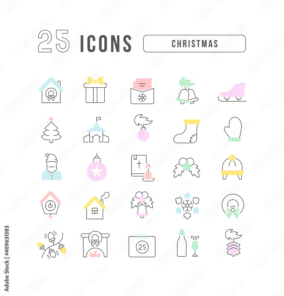 Set of linear icons of Christmas Set of linear icons of Christmas