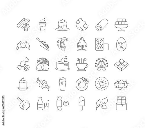 Set of linear icons of Chocolate