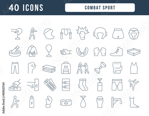 Set of linear icons of Combat Sport