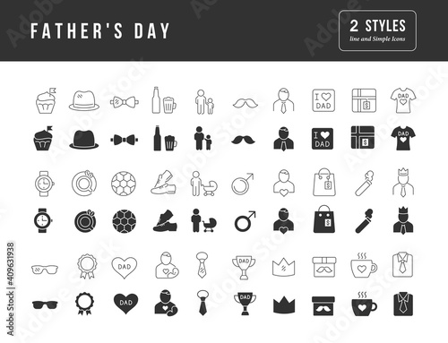 Set of simple icons of Father's Day