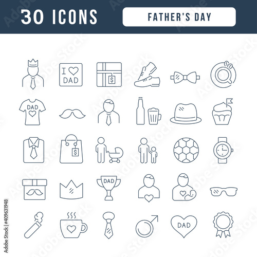 Set of linear icons of Father's Day
