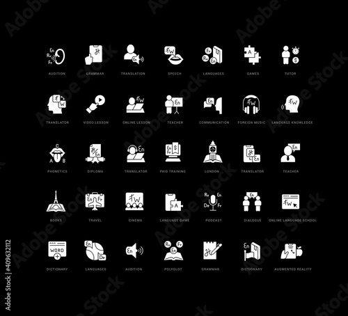 Set of simple icons of Foreign Language