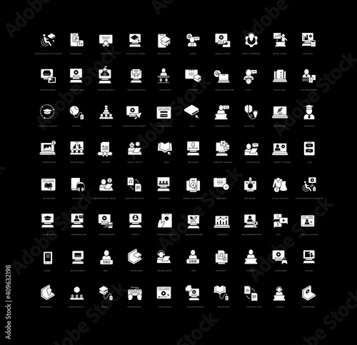 Set of simple icons of Freelance and Online Education