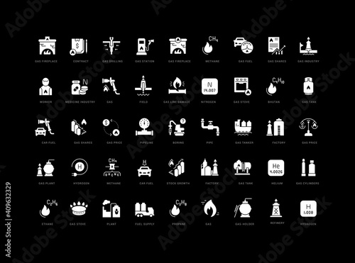 Set of simple icons of Gas Industry