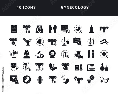 Set of simple icons of Gynecology