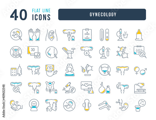 Set of linear icons of Gynecology