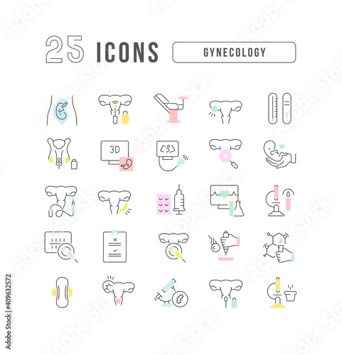 Set of linear icons of Gynecology