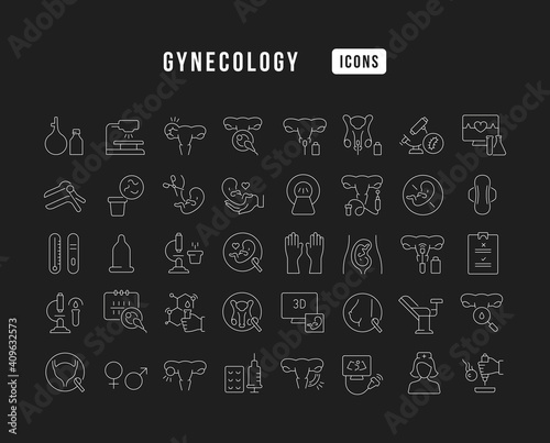 Set of linear icons of Gynecology