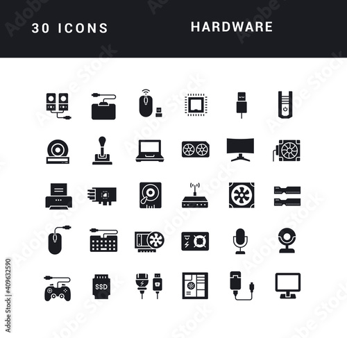 Set of simple icons of Hardware