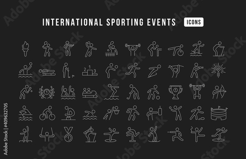 Set of linear icons of International Sporting Events