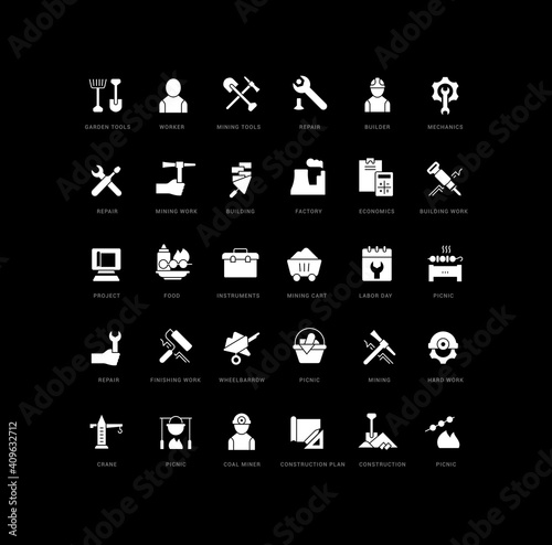Set of simple icons of Labor Day photo