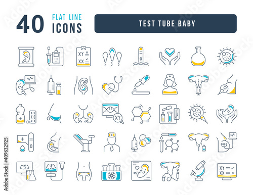 Set of linear icons of Test Tube Baby