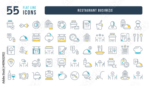 Set of linear icons of Restaurant Business