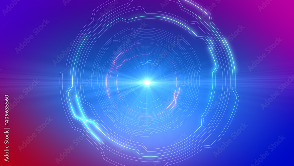 Fototapeta premium Digital Circuit Tunnel Network Technology internet data 3D illustration
