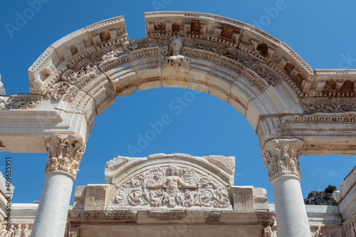 The Temple of Hadrian in the Ancient Ruins of Ephesus, Turkey Fototapet