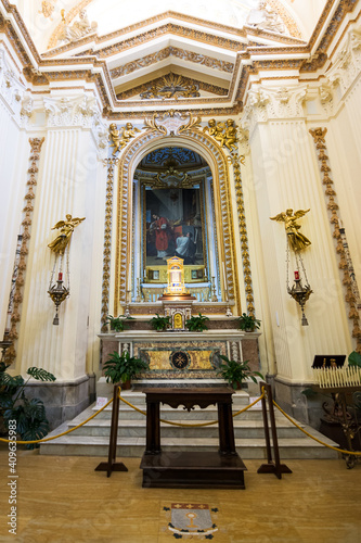 Altar of the church of the sacred stones inside the collegiate church of the cathedral of Bolsena, Italy