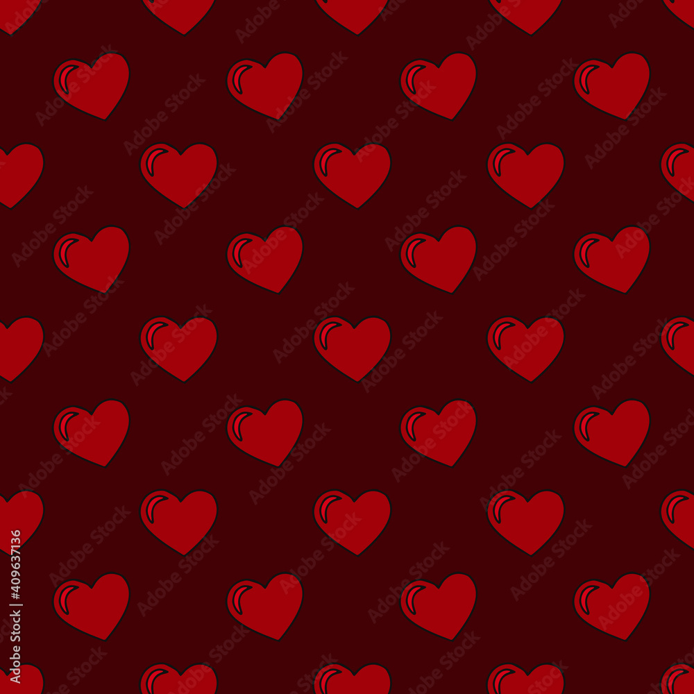 Valentines day background with red hearts.