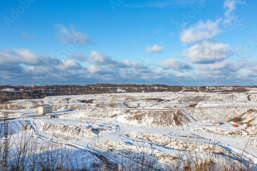 View of the Primorsky quarry of the Kaliningrad Amber Combine. Village of Yantarny, Russia